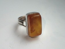 Art Deco Bernstein Ring Silber