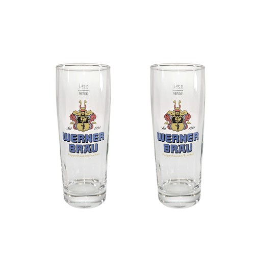 Werner bräu bierglas glas - 2x,