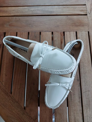 Damen weisse lack mokassins - lack,