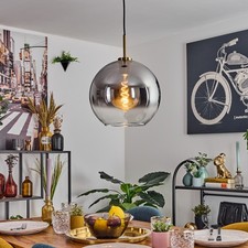 Schicke Hängeleuchte & Pendellampe im Vintage-Stil, Metall/Glas, Schwarz/Gold