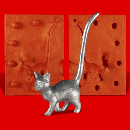 Zinngießform ringhalter katze - zinngießform,