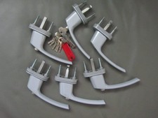 6 Fenstergriffe -  abschließbar - grau