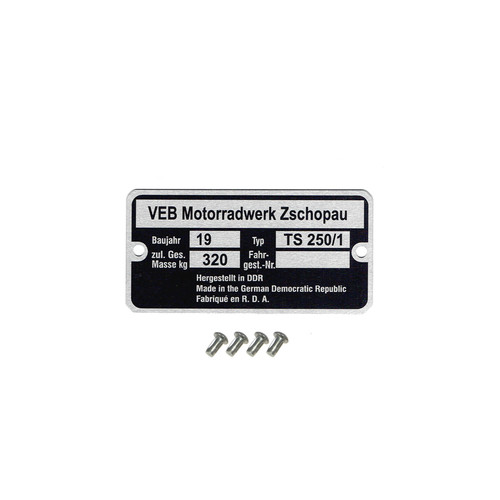 Typenschild mit kerbnagel - x,