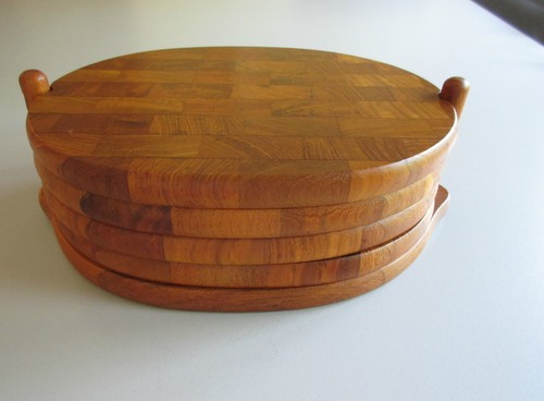 70s set 4 teak - , plates