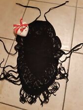 Top Neckholder Damen, hoher Ausschnitt, Erotik, Lochmuster/Fr, schwarz, one Size