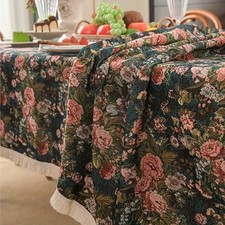 Eleganz Tischdecke aus Gobelinstoff mit Rosamuster  Jacquard Brokat 1,4x2,2m DE