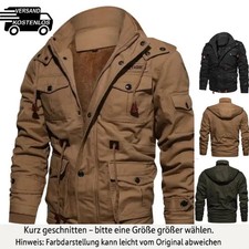 Herren Winterjacke wasserdicht winddicht Teddyfutter Militärstil Motorradjacke