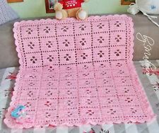 Babydecke Wagendecke Kuscheldecke gehäkelt Unikat ROSA mit Schmetterling