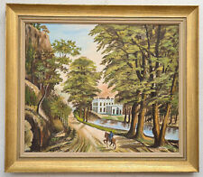 Nr.: 931 Ölgemälde Kunstwerk mit Rahmen Landschaft Wald Fluss Pferd Mann