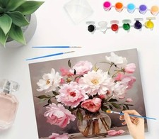 Malen nach Zahlen Set Erwachsene Acryl Vase Rosen 