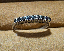 925er Silber Ring mit blauen Steinchen