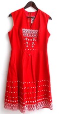 Damen Trachten Kleid ärmellos rot m. Lochstickerei Gr. 40 v. Chiemsee Dirndl