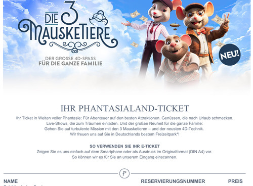 Phantasialand tickets für - 3,