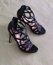 Neuwertig Sexy Only Pink Pumps offen Sandalen Schwarz Stiletto Absatz Gr.39 
