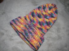 Warme dicke Strick Woll Mütze~doppellagig handgestrickt~schöne Farben~Neu