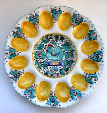 Gr. DERUTA Eierplatte Eierteller Eier Servierplatte für 12 Eier ital. Majolika
