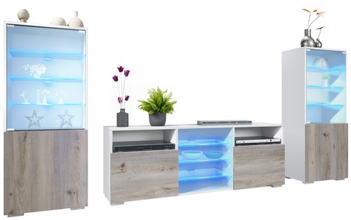 Wohnwand lowboard vitrine - lowboard,
