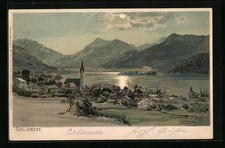Künstler-AK Edward Theodore Compton: Schliersee, Totalansicht im Mondlicht 1899 