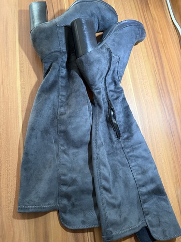 Overknee stiefel grauschwarz - overknee,
