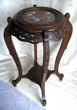 Frankreich antike Blumensäule Blumentisch Tisch Holz Marmor Schnitzerei um 1880