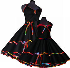 Elegantes festliches 50er Jahre Tanzkleid Petticoatkleid schwarz graffitty rot