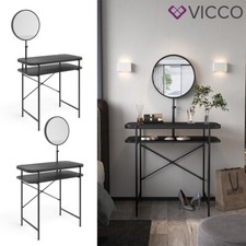 Schminktisch Skip, 80 x 147 cm, Schwarz, Frisiertisch mit Spiegel, Metall Vicco