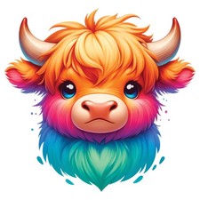 10x colorful Highland cow 9x9