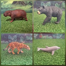 Safari Ltd Sammlung 4 Tiere Tierfiguren Figuren Jaguar Flusspferd Delfin Bär