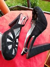 Damen Schuhe Pumps Plato hoch Wildleder 40 41 echtes Leder schwarz neu festlich