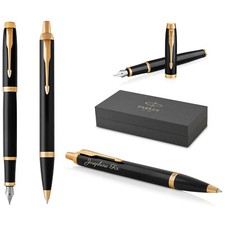 Parker IM Core Schreibset Füller+Kugelschreiber Black Lacquer G.C. mit Gravur