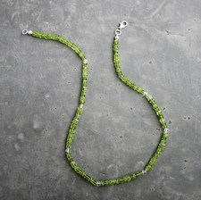 Peridot Bergkristall Halskette 42,5 cm Edelstein Kette mit 925 Silber Verschluss