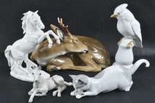 C26R14- 5x Porzellan Figur Tiere ua Pferd Vogel Katze ua gemarkt Krautheim