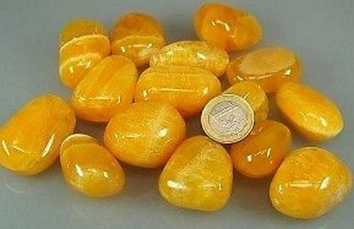Orangencalcit trommelstein - 1,