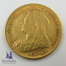 Goldmünze England, Half / 1/2 Sovereign 1901, Königin Victoria,Erh. SS+ (1402EB)