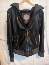 Naketano Damen Kunstlederjacke Bomberjacke Größe L schwarz