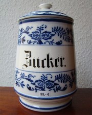 345❚ antike Keramik Dose, Zuckerdose, Zwiebelmuster, von ca. 1895, Annaburg
