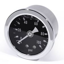 Öldruckmanometer-Anzeige Chrom Schwarz -100 PSI 6 Bar Motorrad Auto Boot Harley