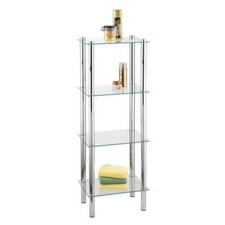 WENKO Regal Yago viereckig mit 4 Glasablagen Badregal Stahl 40 x 104 x 30 cm