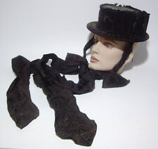 ☸ ☛ Schöner Priener  Quasten Trachten Hut schwarz um 1850   ☸☚