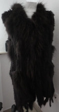 Pelzweste Damenweste Kaninchen Echt Pelz Fell Waschbär Gr. S/M/L Dunkelbraun
