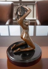 Bronzefigur Jungfrau Bronze Skulptur Frau Statue Akt Venus Erotik Deko Kunst