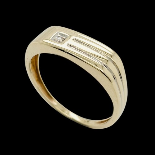 Gents 9ct yellow gold diamond - gents,