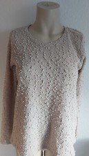 Pullover Oberteil Gr M beige Pailletten