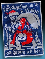 Weihnachtsmann Oblaten Glanzbild Prägung mit Silberdruck von Drauss Walde