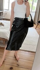 wadenlanger LEDERROCK / Midirock / Rock aus GLATTLEDER in schwarz ca. Gr. 38-40