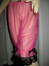  Rosa Nylon-Höschen lang transparent Sissy Spitze Erwachsene Slips Unterhose feminin UK