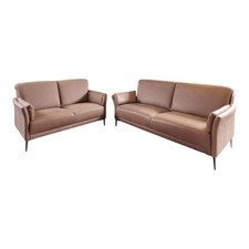 Puhlmann Garnitur Arosa Leder Braun Gestell Schwarz