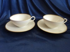 Schumann Arzberg Porzellan 2 Gedecke Teetasse + Untertasse Elfenbein Goldrand