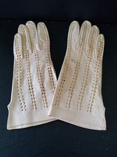 Damen Vintage Ziegenleder Handschuhe / Ungefüttert / Chremweiss Gr: 6 3/4