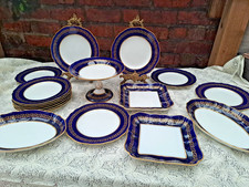 17 x Spode Copeland Greek Key Kobalt & Gold R4959 Dessertservice